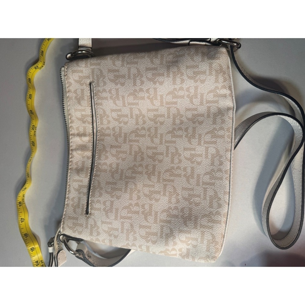 Dana Buchman Monogram Crossbody Bag White Pink Orange Stripe Multi-Zip Pocket - Picture 6 of 14